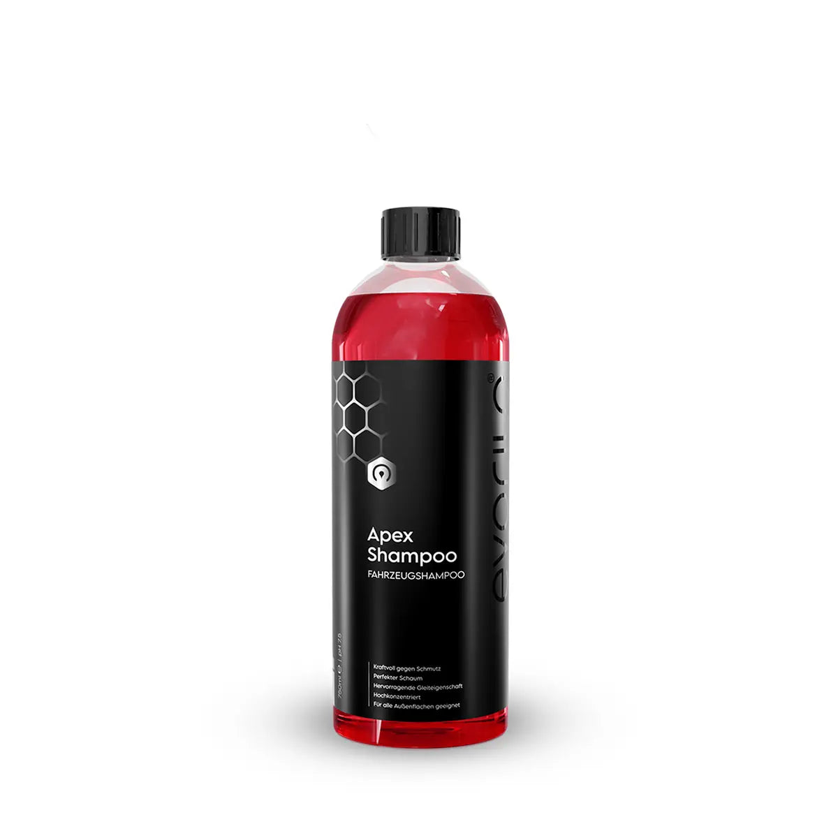 evorilo Apex Shampoo Fahrzeugshampoo in roter Flasche für effektive Autopflege und Reinigung aller Oberflächen