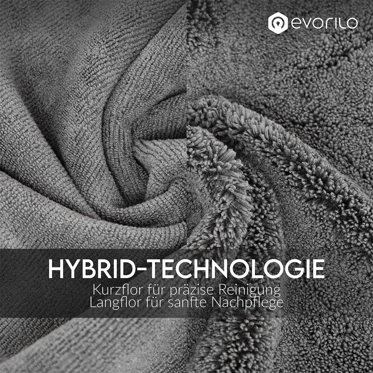 graues evorilo hybrid wipe innenraumtuch 450 gsm mit kurz- und langflortechnologie für effiziente reinigung und pflege