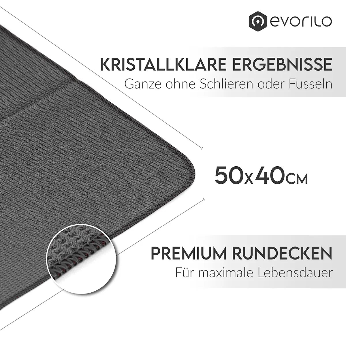 evorilo Hydro Waffle Glas Waffeltuch 320 GSM in 50x40 cm Größe mit runden Ecken für streifenfreie Reinigung
