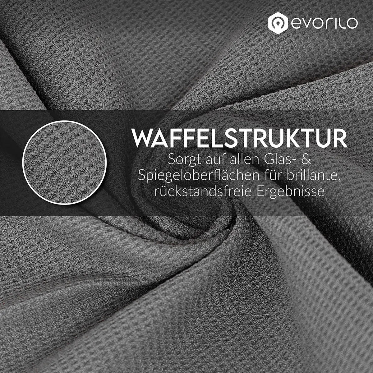 evorilo Hydro Waffle Glas Waffeltuch 320 GSM mit Waffelstruktur für streifenfreie Glas- und Spiegelreinigung