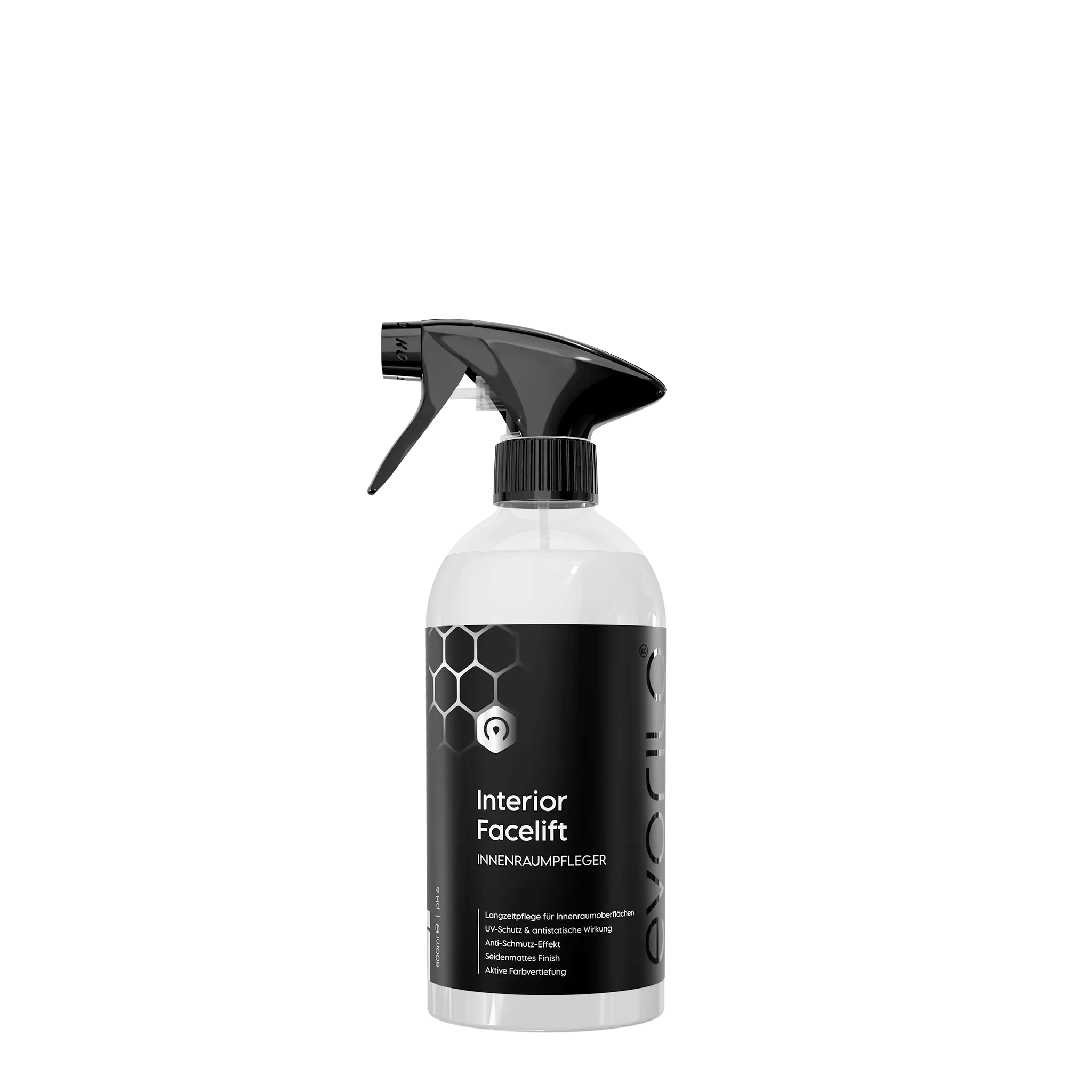 evorilo Interior Facelift Innenraumpfleger Sprayflasche für Autopflege mit schwarzem Etikett und Sprühkopf
