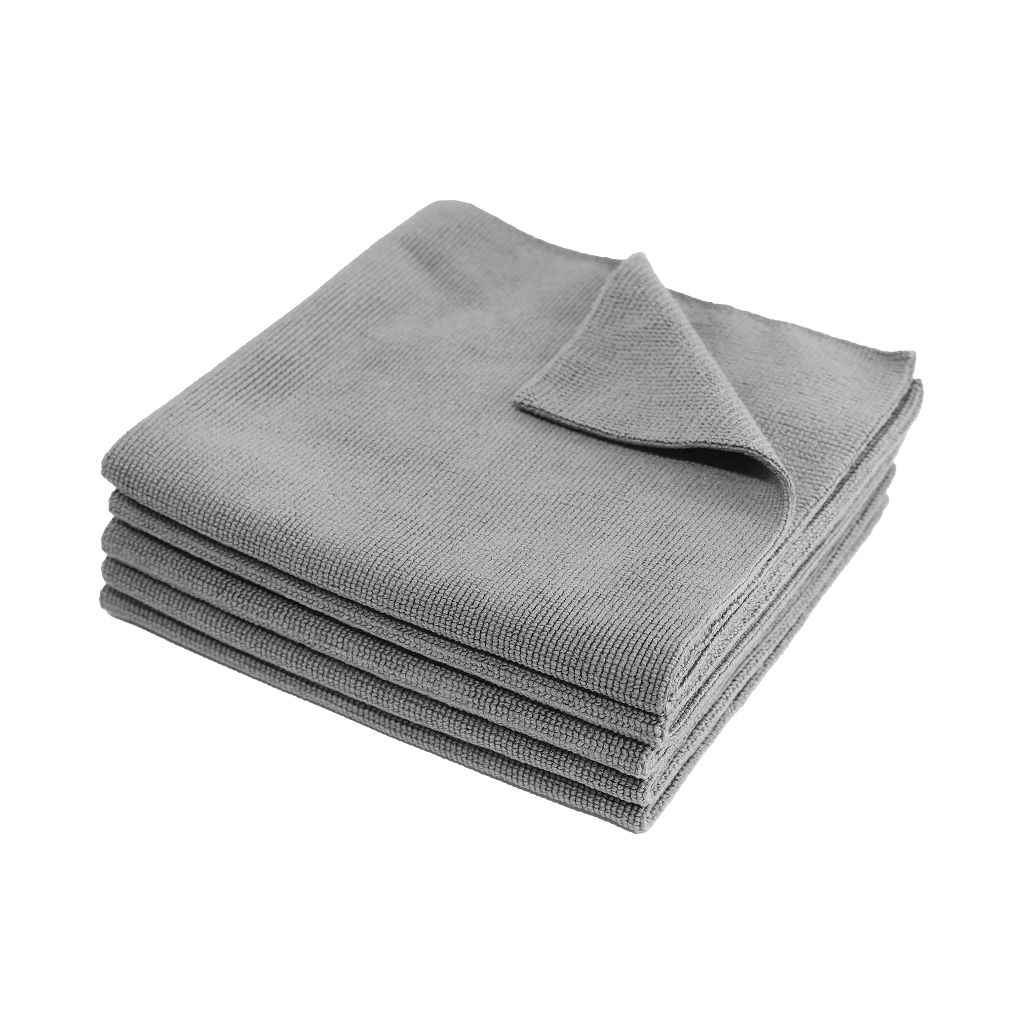 graues evorilo Pearl Wipe Detailing Tuch 350 GSM aus Mikrofaser für Autopflege gefaltet und gestapelt