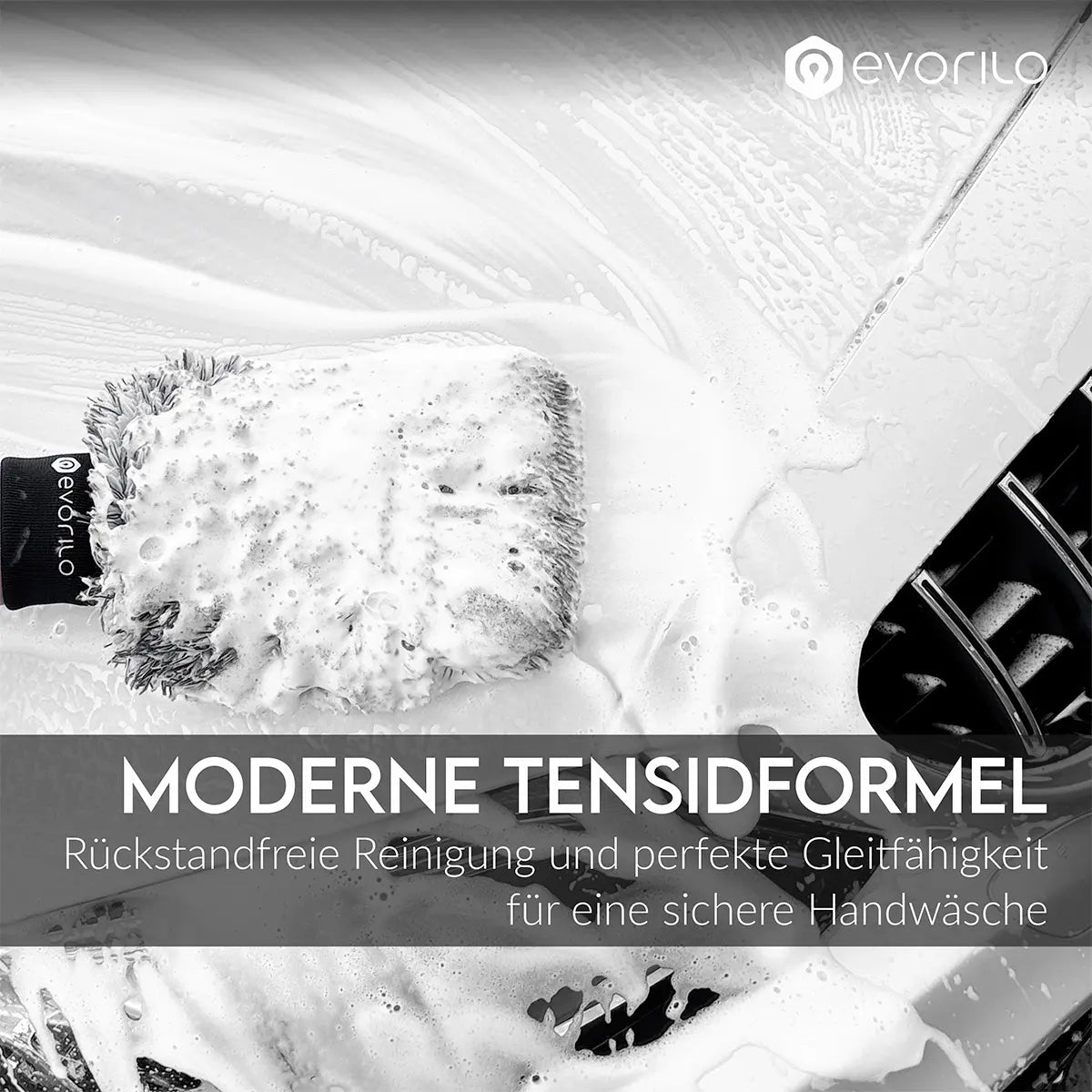 evorilo Apex Shampoo Fahrzeugshampoo für rückstandsfreie Autowäsche mit moderner Tensidformel und gleitfähiger Reinigung.