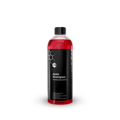evorilo Apex Shampoo Fahrzeugschampoo in roter Flasche zur Autopflege auf weißem Hintergrund