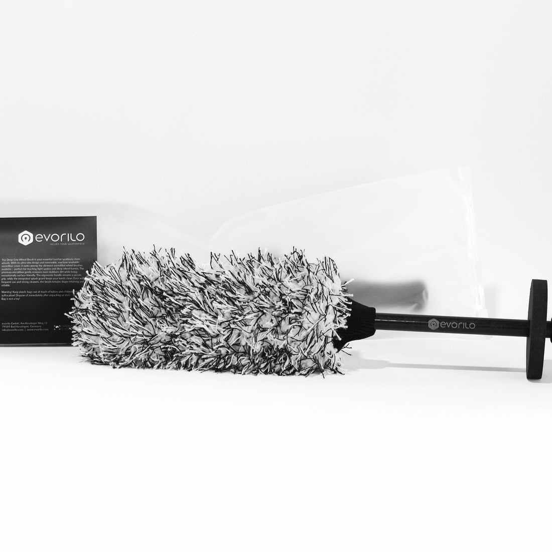 evorilo Deep Grip Felgenbürste mit ergonomischem Griff und weichen Borsten für effektive Autofelgenreinigung