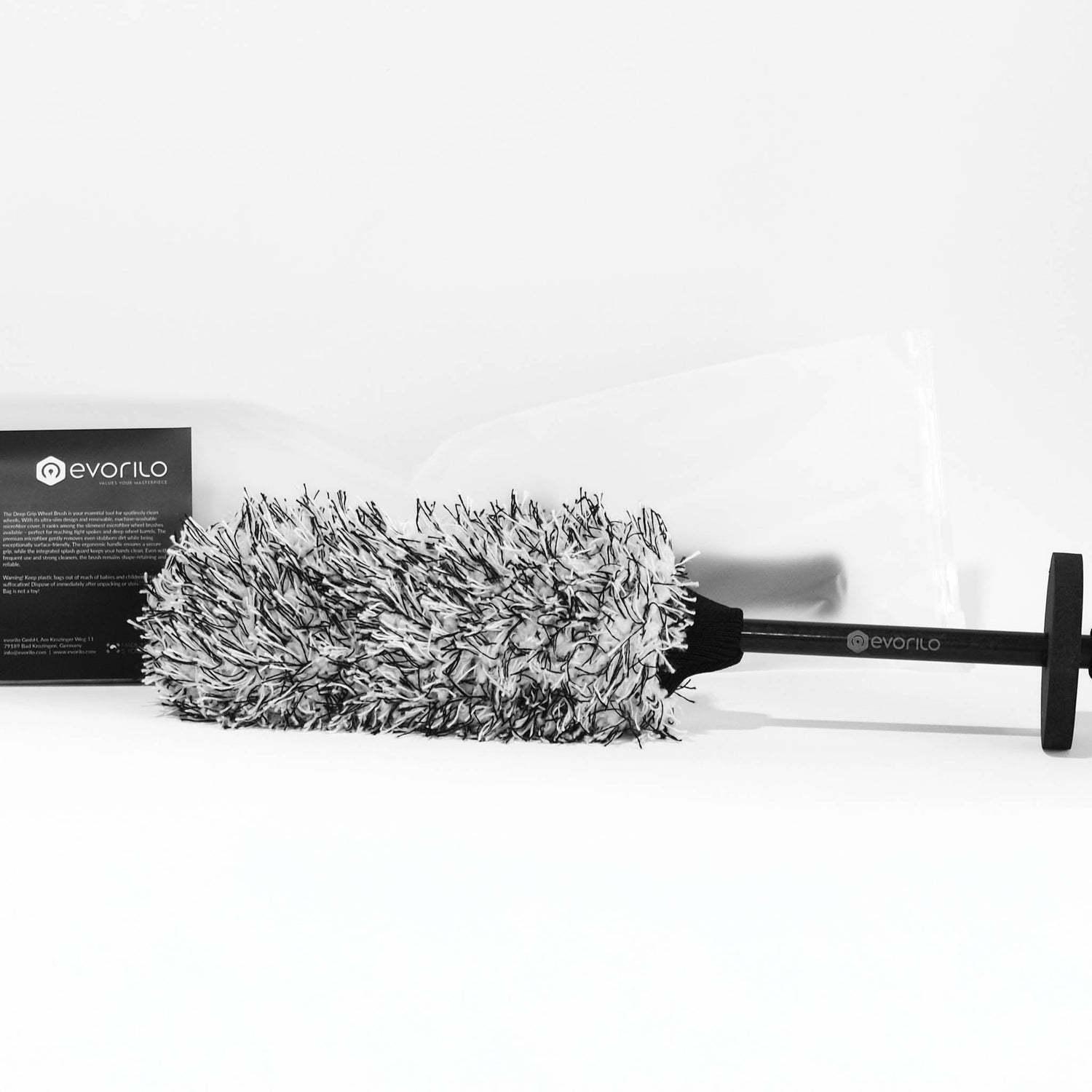 evorilo Deep Grip Felgenbürste mit ergonomischem Griff und weichen Borsten für effektive Autofelgenreinigung