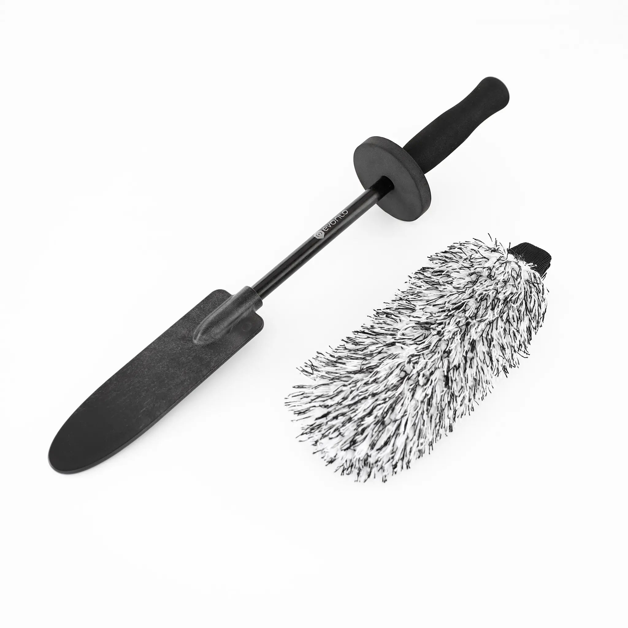 evorilo Deep Grip Felgenbürste mit ergonomischem Griff und dichtem Bürstenkopf zur einfachen Autoreinigung auf weißem Hintergrund