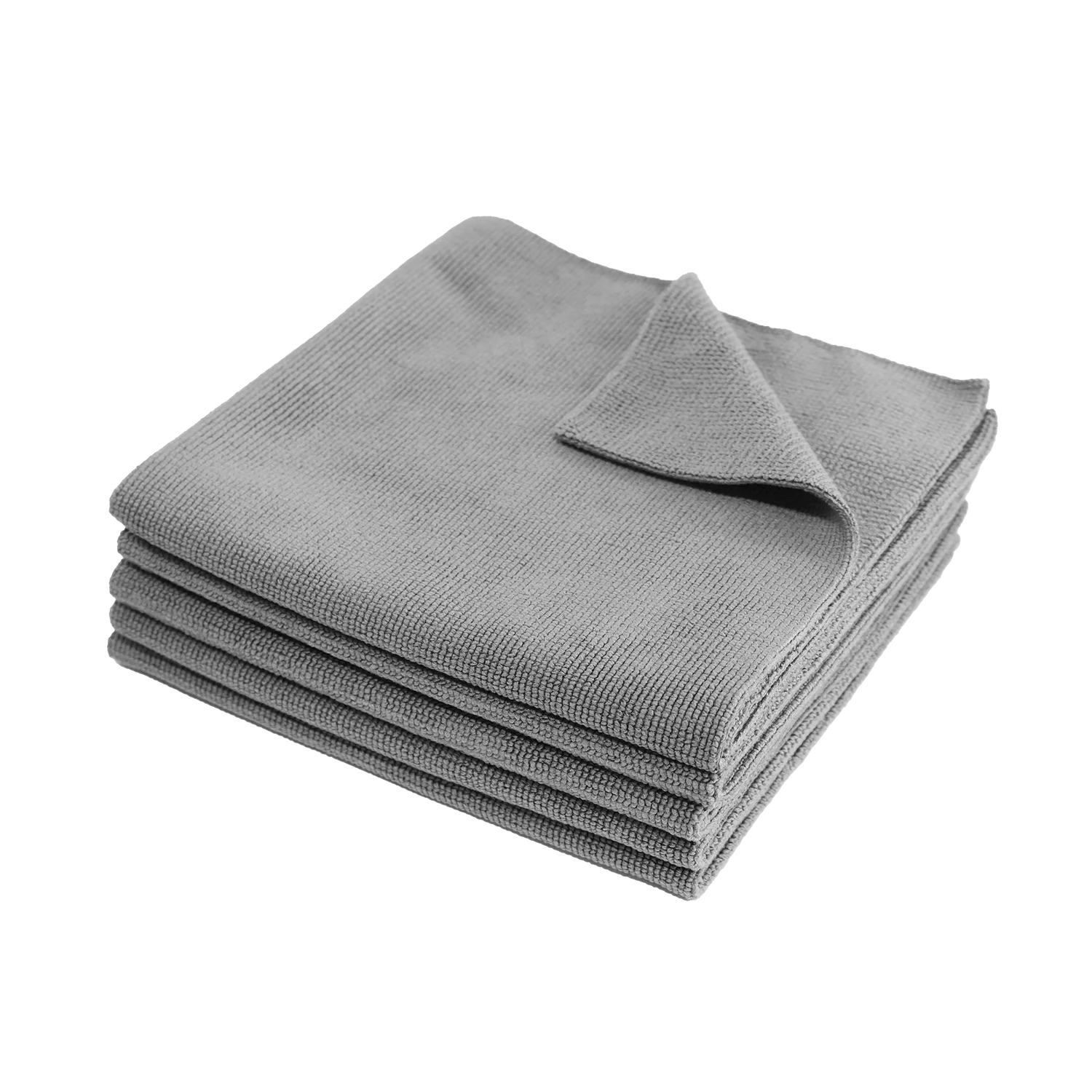 graues evorilo Pearl Wipe Detailing Tuch 350 GSM aus Mikrofaser für Autopflege gefaltet und gestapelt